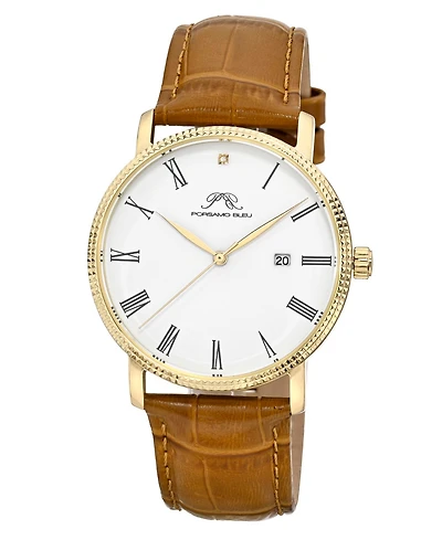 Porsamo Bleu Men's Veritas 1 Genuine Leather Band Watch 1361DVEL