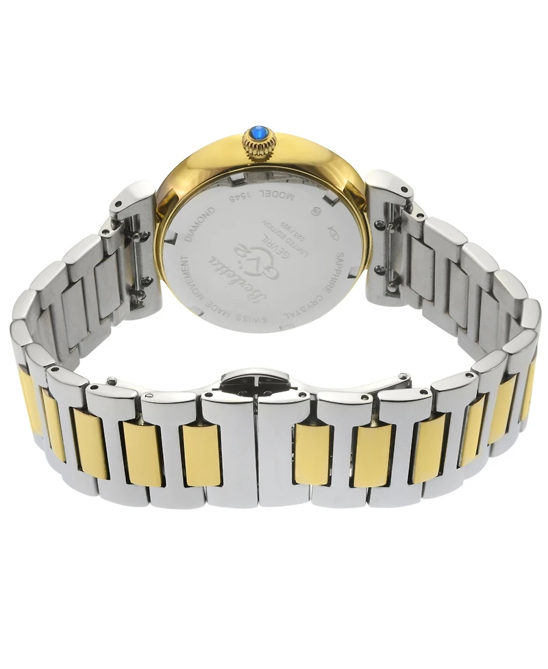 GV2 by Gevril Women's Berletta Swiss Quartz Diamond Two toned Ss Ipyg Stainless Steel Bracelet Watch
