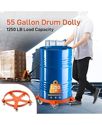 gaomon 55 Gallon Drum Dolly 1250 lb Capacity Heavy Duty Barrel Dolly with Steel Frame 5 Swivel Casters Industrial Drum Cart for Warehouse