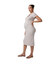 Ingrid + Isabel Maternity Short Sleeve Collared Sweater Dress