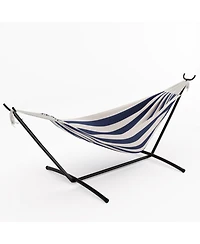 gaomon Double Hammock with Foldable Steel Stand and Carry Bag, Weight Capacity Indoor Outdoor Standing Hammock, Portable Cotton
