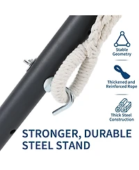 gaomon Double Hammock with Foldable Steel Stand and Carry Bag, Weight Capacity Indoor Outdoor Standing Hammock, Portable Cotton