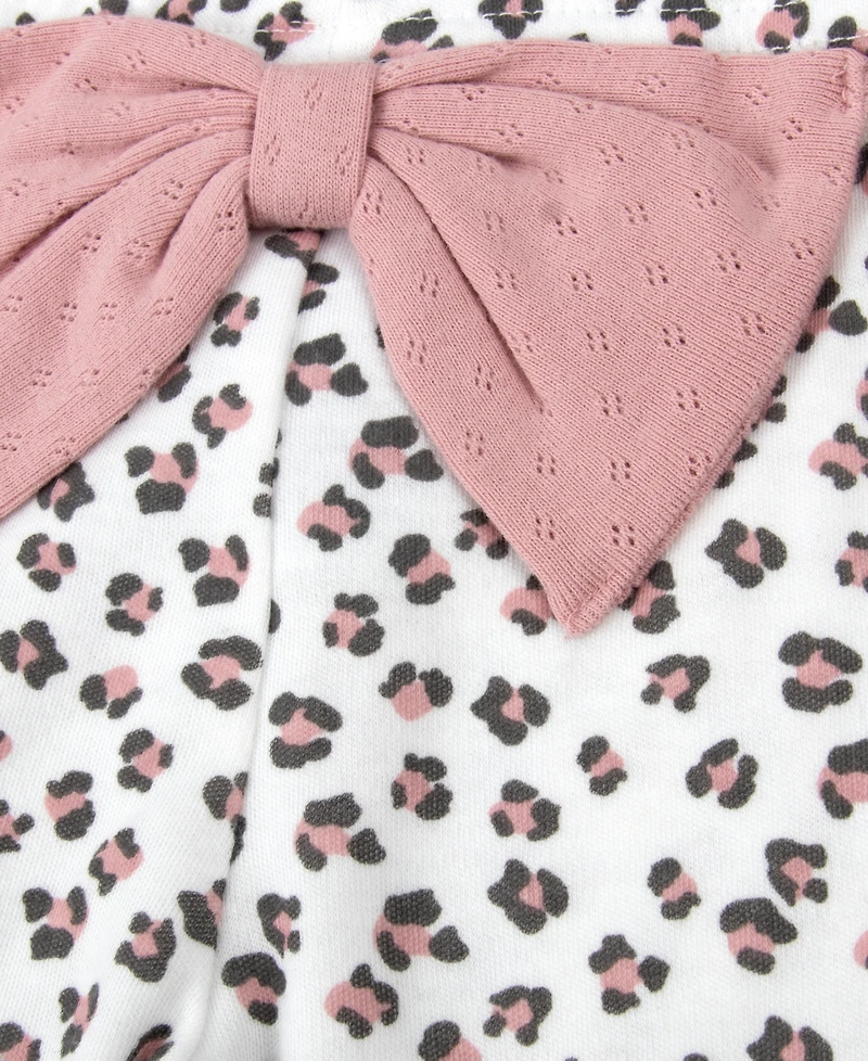 Baby Essentials Baby Girls' Long-Sleeve Bodysuit, Leggings, Socks and Headband, 4-Piece Set