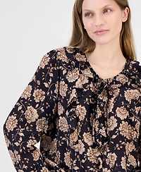 Nautica Women's Cambridge Floral Ruffled Blouse