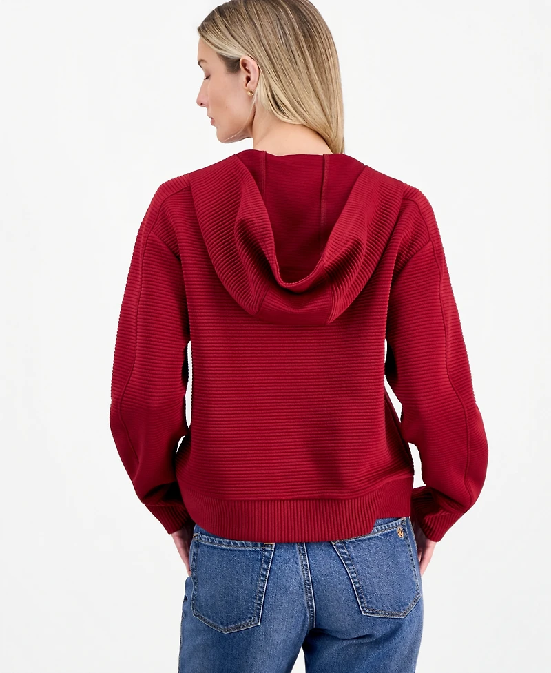 Nautica Women's Ottoman-Stitched Zippered Hoodie