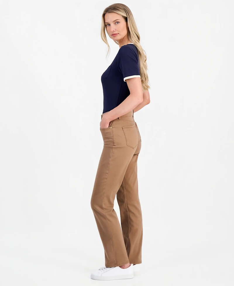 Nautica Women's Bay Sateen Straight Mid-Rise Pants