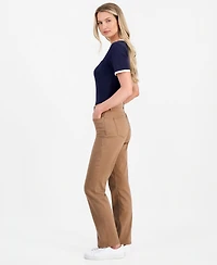 Nautica Women's Bay Sateen Straight Mid-Rise Pants
