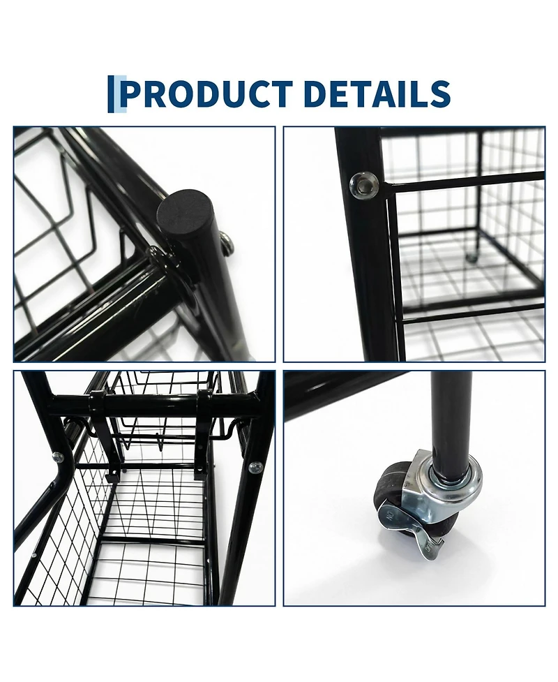 Gaomon Heavy Duty Sports Ball Storage Cart, Rolling Multi Sport Equipment Organizer for Garage Gym Playroom