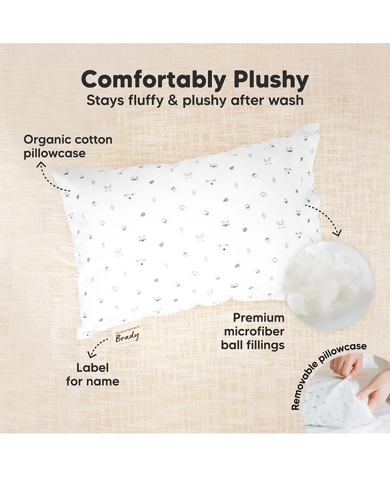 KeaBabies Toddler Mini Pillow and Pillowcase for Crib, 9x13 Small Travel