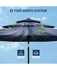 Xo Patio Umbrella with Vented Canopy, Outdoor Market Table Umbrella with Crank Lift & Push Button Tilt, 8-Rib Steel Frame Uv-Resistant Shade