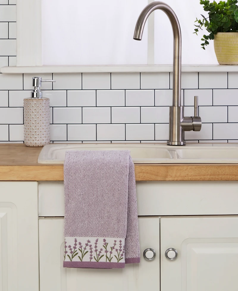 Skl Home Lavender Border Hand Towel Curved 2-Piece Hand Towel Set