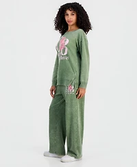Rebellious One Juniors' Sweet Flowers Fleece Sweatpants