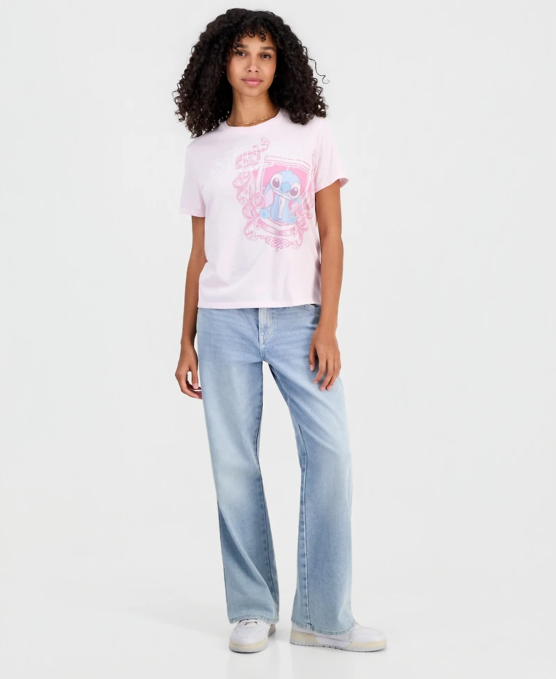 Disney Juniors' Stitch Social Club Graphic Short-Sleeve T-Shirt
