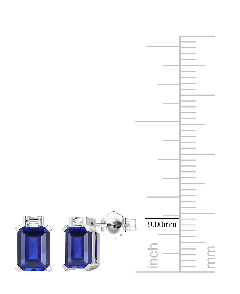 Macy's Lab-Grown Sapphire (2-1/3 ct. t.w.) & Lab-Grown White Sapphire (1/10 ct. t.w.) Earrings in Sterling Silver