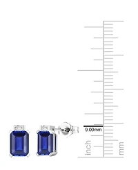 Macy's Lab-Grown Sapphire (2-1/3 ct. t.w.) & Lab-Grown White Sapphire (1/10 ct. t.w.) Earrings in Sterling Silver