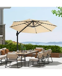 gaomon 10Feet Solar Led Cantilever Patio Umbrella, 360degree(s) Rotation, Uv Protection for Backyard, Deck