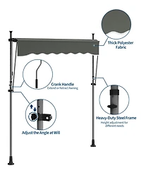 gaomon Outdoor Sunshade Shelter, Manual Patio Retractable Awning, Uv Protection for Backyard Garden