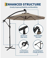 gaomon 10 Feet Uv-Resistant Offset Patio Umbrella with Solar Led Lights for Backyard, Poolside