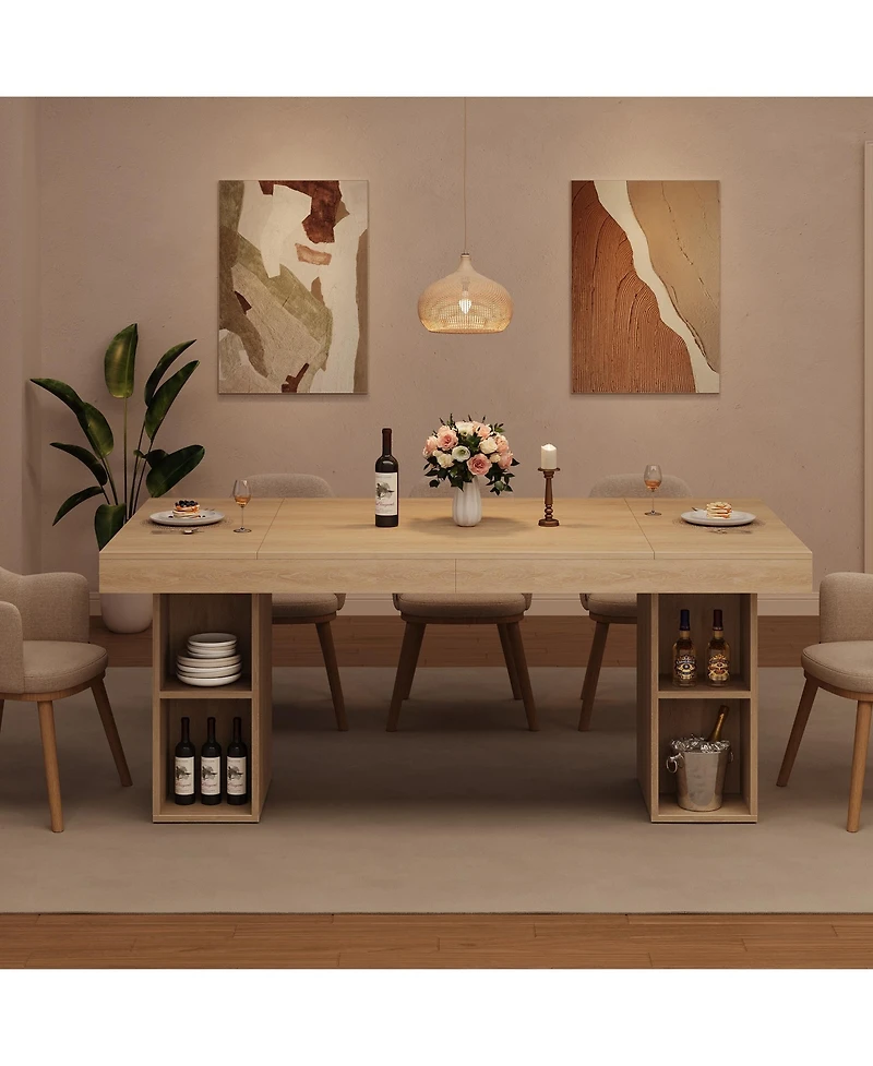 gaomon 71-Inch Wooden Kitchen Dining Table for 6-8 with Dual Side Storage (Only Table)