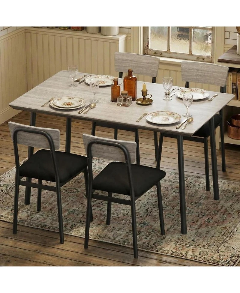 gaomon Kitchen Dining Table Set for 4 with 4 Upholstered Chairs for Dining, Kitchen Room, Apartment