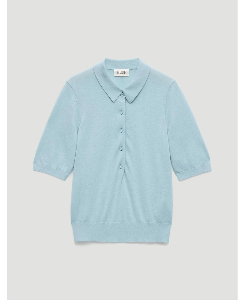 Hush Women's Fine Knit Short Sleeve Polo Top