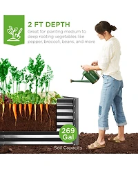 Best Choice Products 6x3x2ft Outdoor Metal Raised Garden Bed, Planter Box for Vegetables, Flowers, Herbs