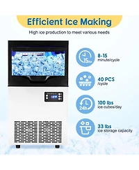 Gaomon 100 lb/24 Hour Commercial Ice Maker with 33 lb Ice Bucket - Water Cooled Undercounter Ice Maker for Restaurant, Bar, Cafe