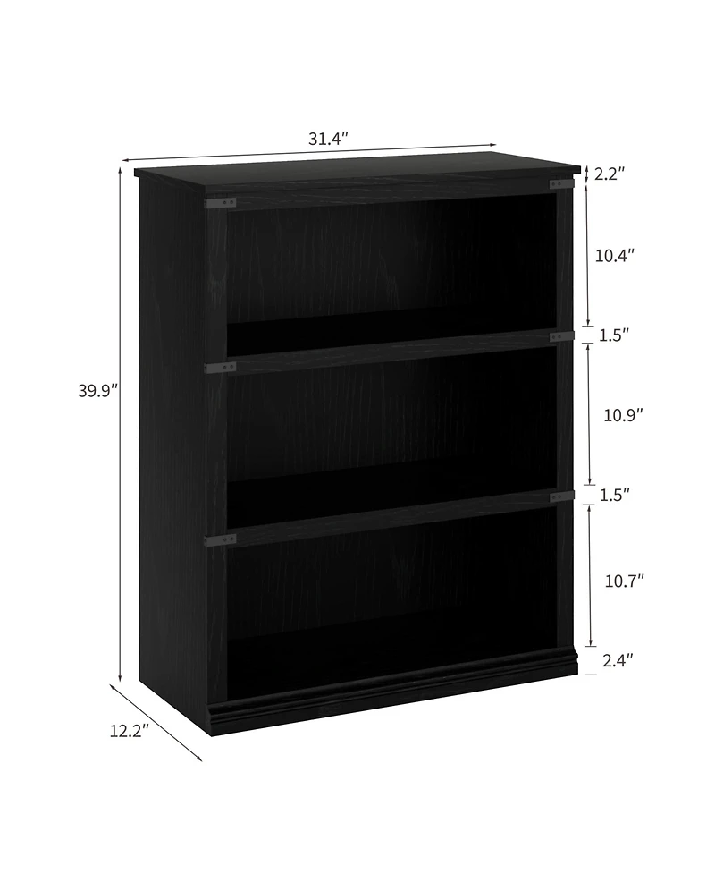 gaomon 3 Tier Bookcase, Low Bookcase Wooden Shelf for Home Office, Living Room, Bed Room