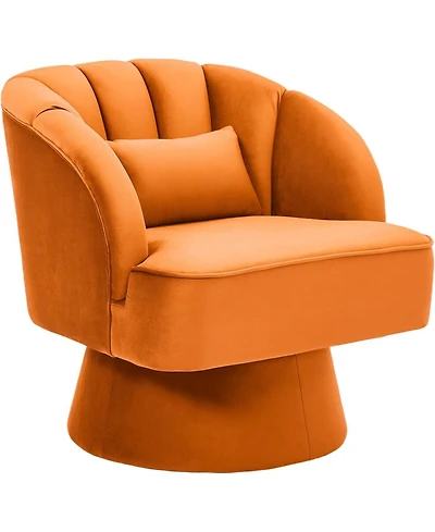 gaomon Modern 360degree(s) Swivel Barrel Accent Chair, Velvet Upholstered, Striped Back, Plush Seat For Living Room Bedroom Or Reading Nook