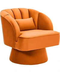 gaomon Modern 360degree(s) Swivel Barrel Accent Chair, Velvet Upholstered, Striped Back, Plush Seat For Living Room Bedroom Or Reading Nook