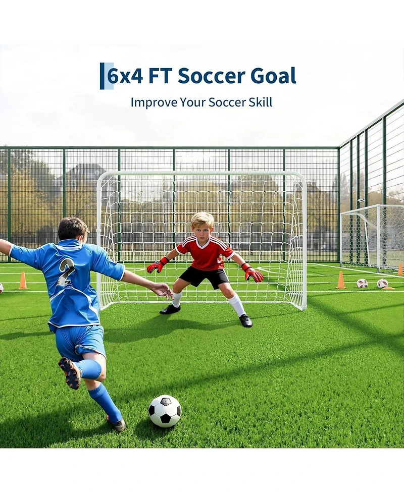 Xo 5-in-1 Soccer Goal, Collapsible Steel Frame Soccer Net with Rebounder, Portable Training Goal for Backyard