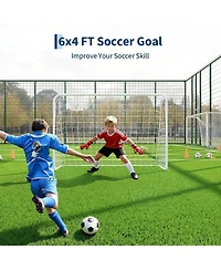 Xo 5-in-1 Soccer Goal, Collapsible Steel Frame Soccer Net with Rebounder, Portable Training Goal for Backyard