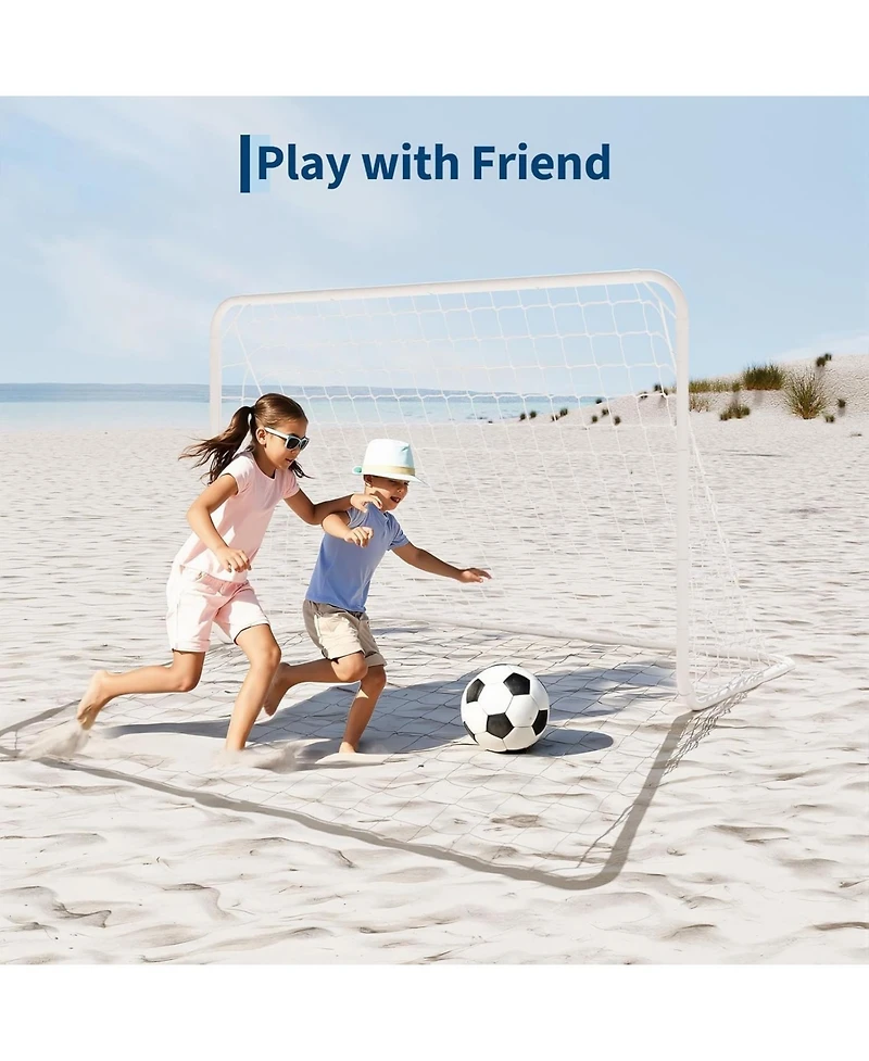 Xo 5-in-1 Soccer Goal, Collapsible Steel Frame Soccer Net with Rebounder, Portable Training Goal for Backyard