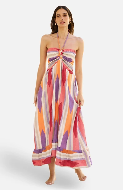 Yumi Women's Block Print Cotton Maxi Dress
