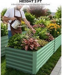 Xo 8x4x2FT Galvanized Raised Garden Bed, Extra Large 24" Tall Metal Planter Box for Vegetables Flowers, Outdoor Garden Bed