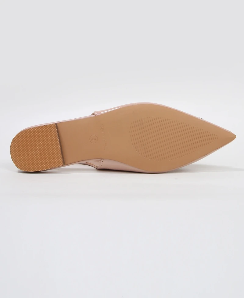 Berness Women's Blanca Patent Slingback Flats with Geometric Accent