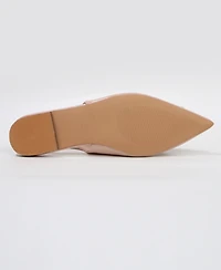 Berness Women's Blanca Patent Slingback Flats with Geometric Accent