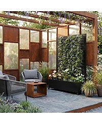 Asagikoiai Rolling Metal Raised Garden Bed with Trellis and Drainage, Outdoor Planter Box
