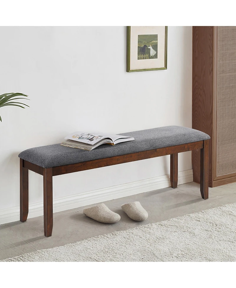 Costway Dining Bench Upholstered Entryway Bench Footstool Kitchen Wood Legs