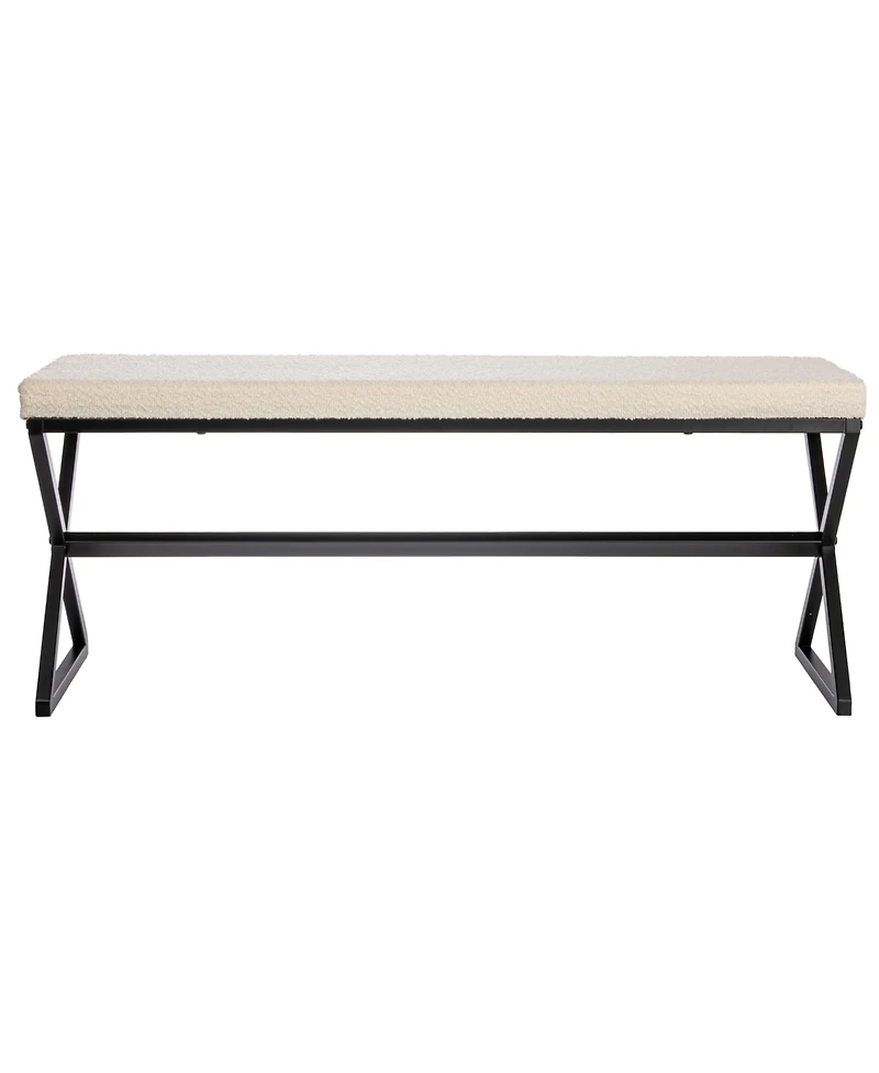 Household Essentials Harper Metal Bench With Boucle Upholstered Cushion
