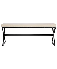 Household Essentials Harper Metal Bench With Boucle Upholstered Cushion
