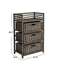 Household Essentials 3-Drawer Storage Organizer Unit with Top Shelf and Cutout Handles