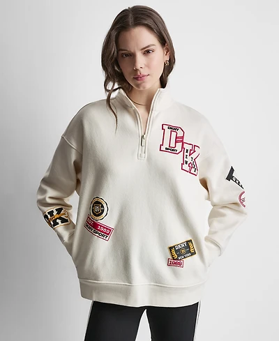 Dkny Sport Women's Campus Patch Quarter-Zip Sweatshirt