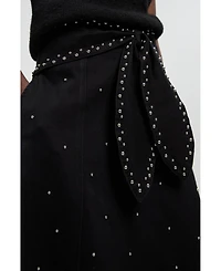 Karen Millen Women's Studded Tie Belt Midi Skirt
