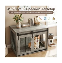 Ruie Heavy Duty Dog Crate Furniture with Sliding Barn Door and Tabletop