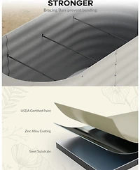 Xo 8x2x2FT Oval Raised Garden Bed, 0.6mm Galvanized Steel Planter Box, Weatherproof Outdoor Garden Bed for Vegetables Herbs Flowers