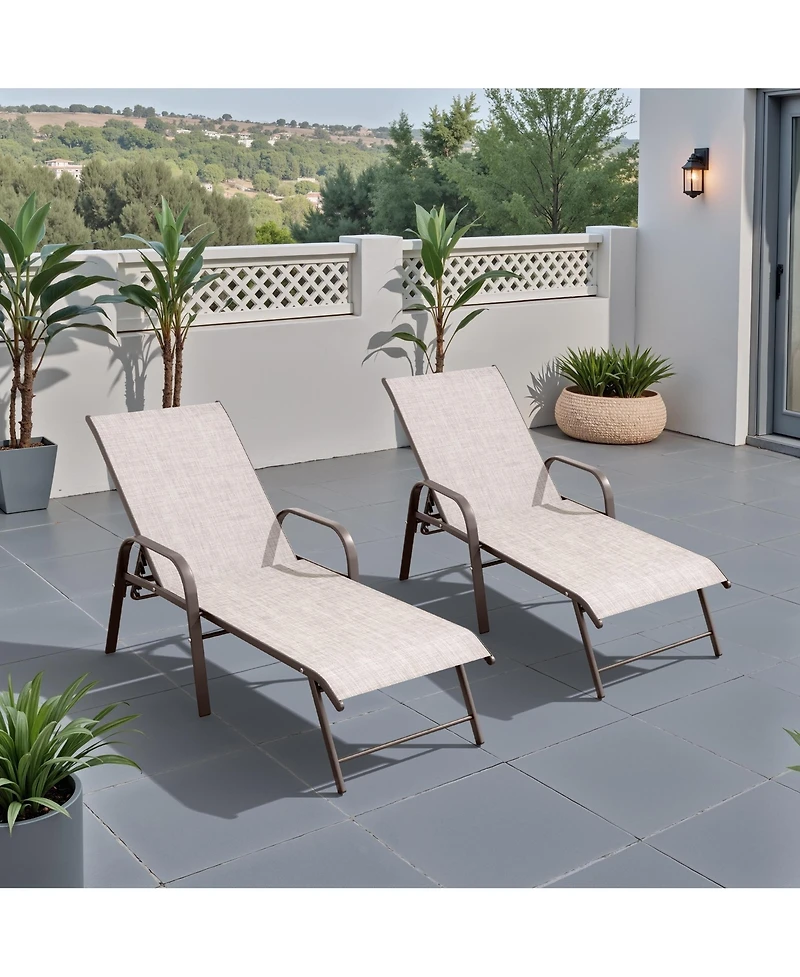 Pellebant 2-Piece Outdoor Patio Aluminum Adjustable Chaise Lounge Chairs