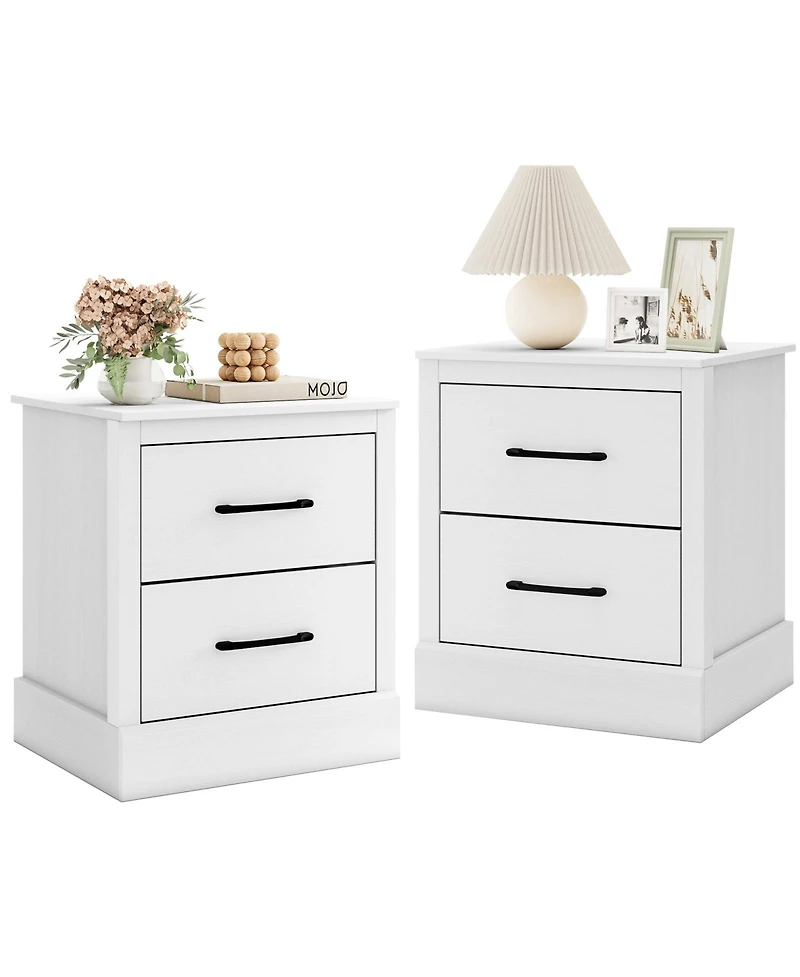 Gymax Set Of 2 18.5'' Farmhouse Nightstand with 2 Drawers Compact Size End Table Living Room