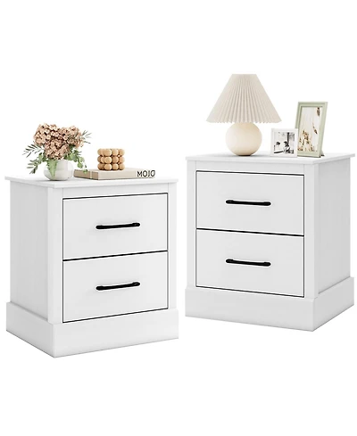 Gymax Set Of 2 18.5'' Farmhouse Nightstand with 2 Drawers Compact Size End Table Living Room