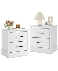 Gymax Set Of 2 18.5'' Farmhouse Nightstand with 2 Drawers Compact Size End Table Living Room